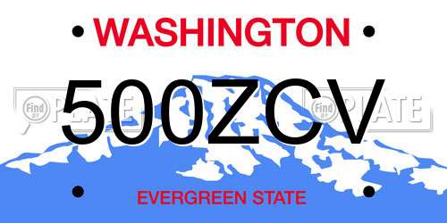 500ZCV Washington License Plate