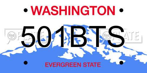 501BTS Washington License Plate