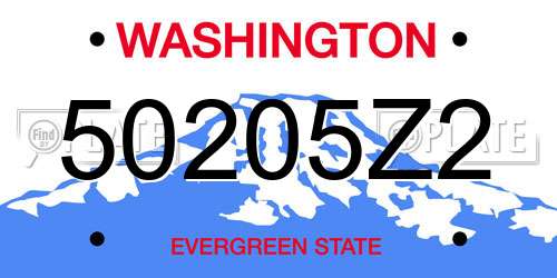 50205Z2 Washington License Plate