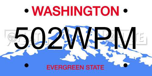 502WPM Washington License Plate