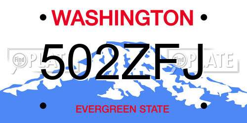502ZFJ Washington License Plate