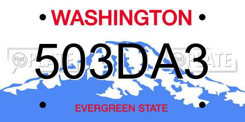 503DA3 Washington License Plate