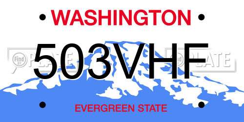 503VHF Washington License Plate