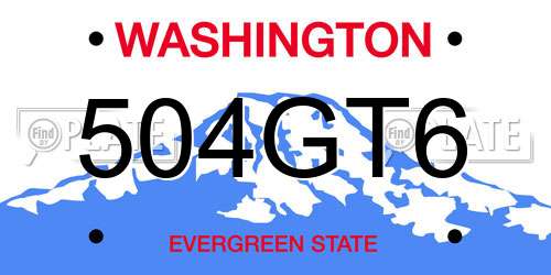 504GT6 Washington License Plate