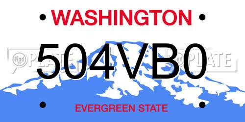 504VB0 Washington License Plate