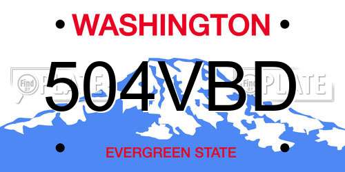 504VBD Washington License Plate