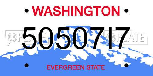 50507I7 Washington License Plate