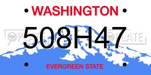 508H47 Washington License Plate