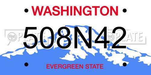 508N42 Washington License Plate