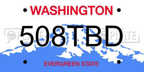 508TBD Washington License Plate