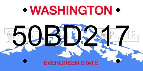 50BD217 Washington License Plate