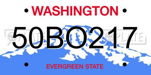 50BO217 Washington License Plate