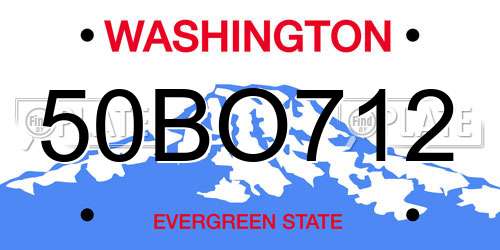 50BO712 Washington License Plate