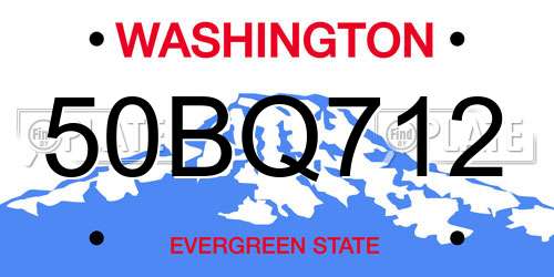 50BQ712 Washington License Plate