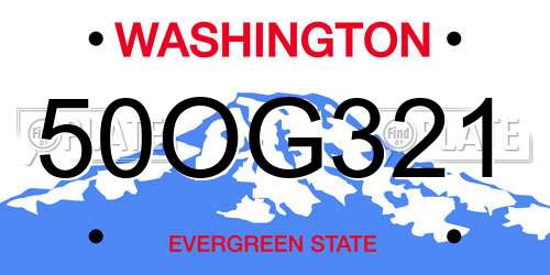 50OG321 Washington License Plate