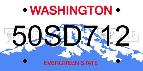 50SD712 Washington License Plate