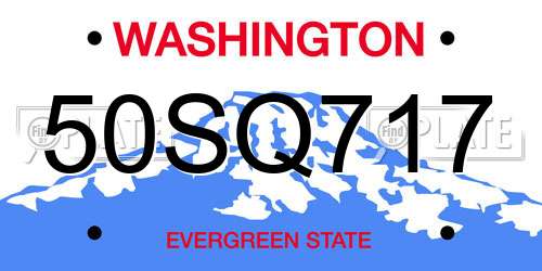 50SQ717 Washington License Plate
