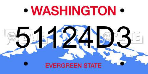 51124D3 Washington License Plate