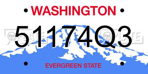 51174Q3 Washington License Plate