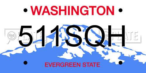 511SQH Washington License Plate
