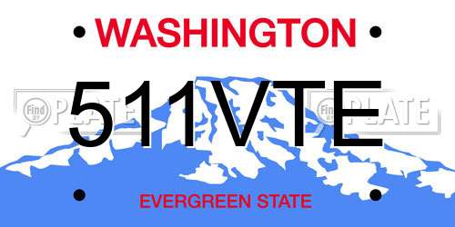 511VTE Washington License Plate