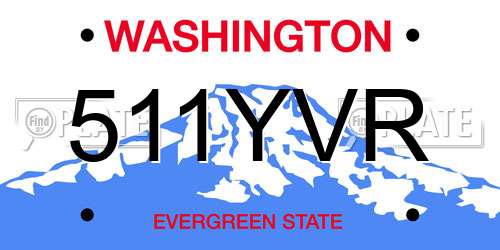 511YVR Washington License Plate