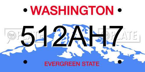 512AH7 Washington License Plate