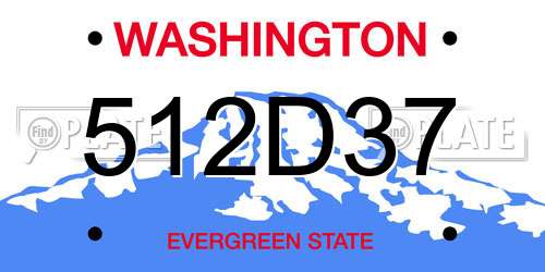 512D37 Washington License Plate