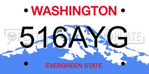 516AYG Washington License Plate