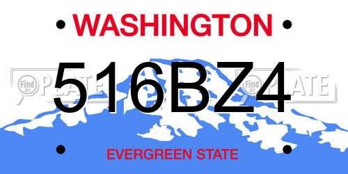 516BZ4 Washington License Plate
