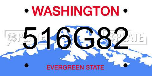 516G82 Washington License Plate