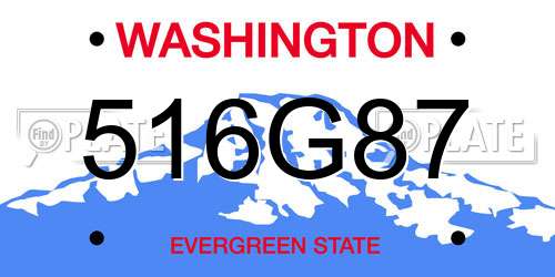 516G87 Washington License Plate