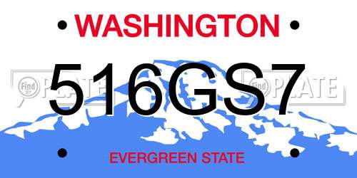 516GS7 Washington License Plate