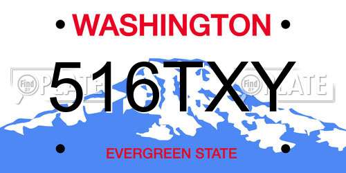 516TXY Washington License Plate
