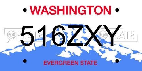 516ZXY Washington License Plate