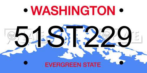 51ST229 Washington License Plate