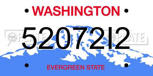 52072I2 Washington License Plate