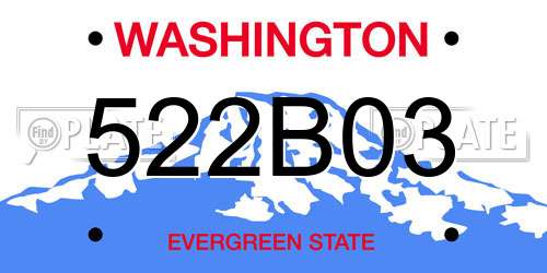 522B03 Washington License Plate