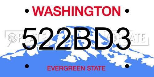 522BD3 Washington License Plate