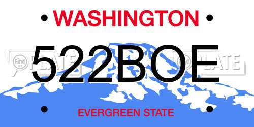522BOE Washington License Plate