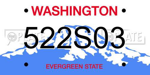 522S03 Washington License Plate
