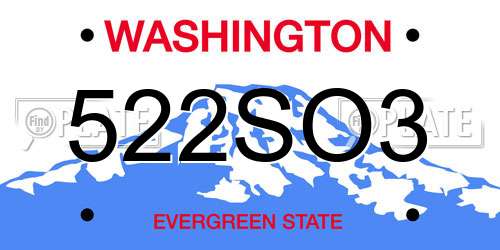 522SO3 Washington License Plate