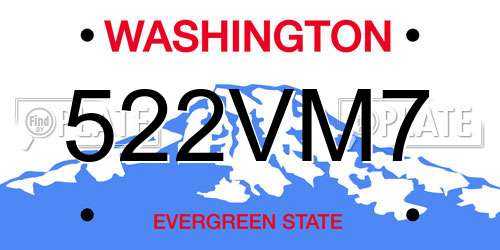 522VM7 Washington License Plate