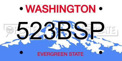 523BSP Washington License Plate