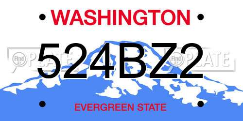 524BZ2 Washington License Plate