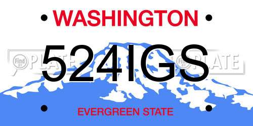 524IGS Washington License Plate