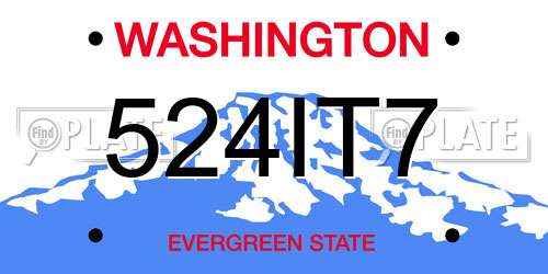 524IT7 Washington License Plate