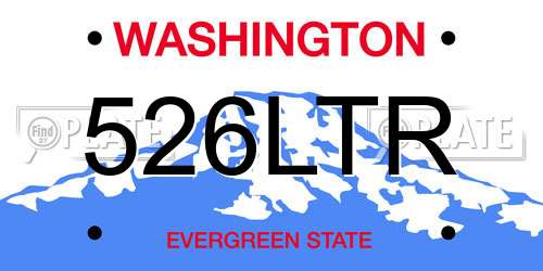 526LTR Washington License Plate