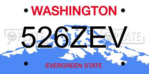 526ZEV Washington License Plate