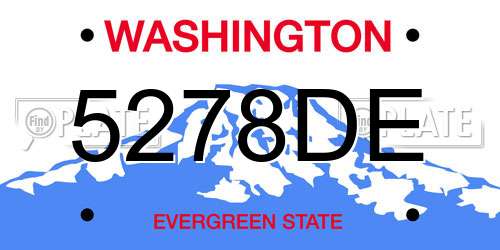 5278DE Washington License Plate